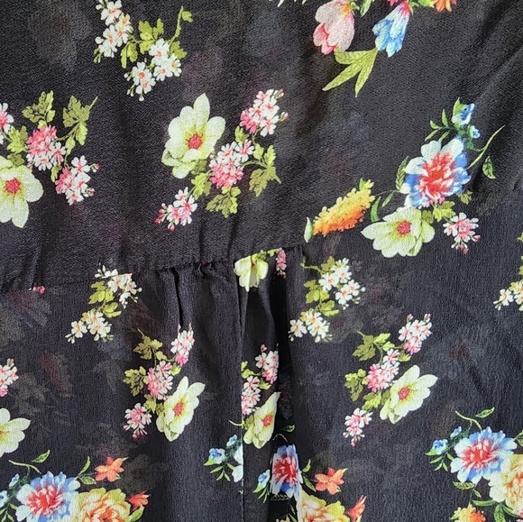 Zara Woman Tunic/Mini Dress with Neck Tie Floral and Hem Ruffle Print Size Med - Picture 8 of 9